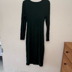 Classic Long Sleeve Green Women's Midi Dress